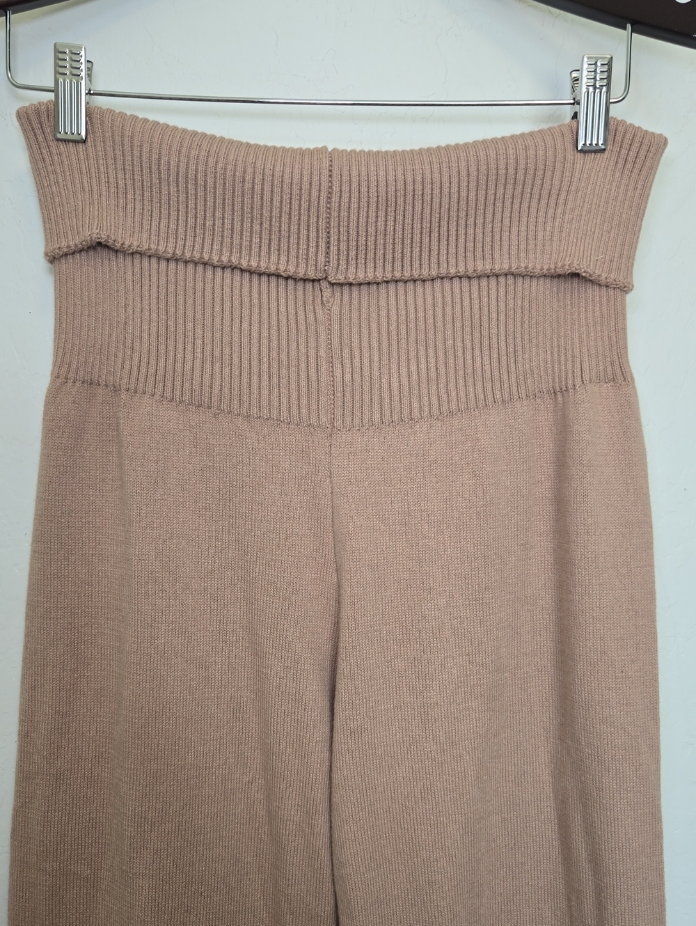 FLORENCE BY MILLS Barre Foldover Wide Leg Pants Brown Pull On Neutral Size L - Picture 5 of 12